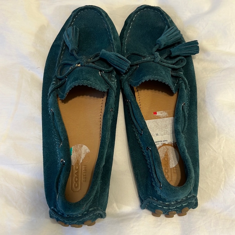Teal Coach Nadia Suede Driving Mocs size 8 EUC